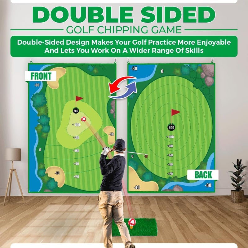 MHM 's Ultimate Indoor Golf Chipping Game Mat - Premium Practice Mat - Ideal Golf Simulator for Home Use - Image 4